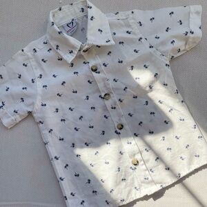 White Palm Tree Print Kids Shirt